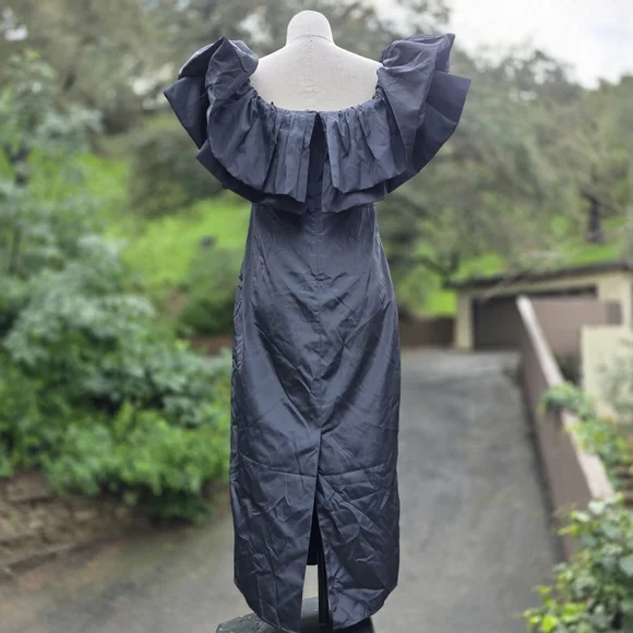 NEW $595 RHODE VIOLA OFF THE SHOULDER BLACK MIDI DRESS SIZE 6 - Picture 5 of 13